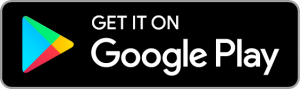 Black rectangle with Google triangular logo with text Get It in Google Play